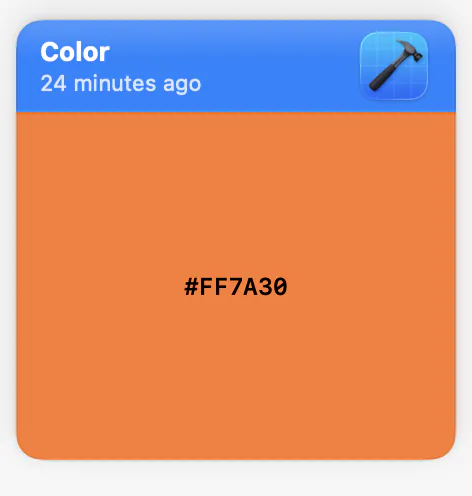 A colour clip showing a hex swatch.